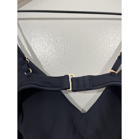 Quince Italian V-Neck Bikini Top S Black Swimwear Beach Luxury Minimal Capsule - Picture 7 of 10